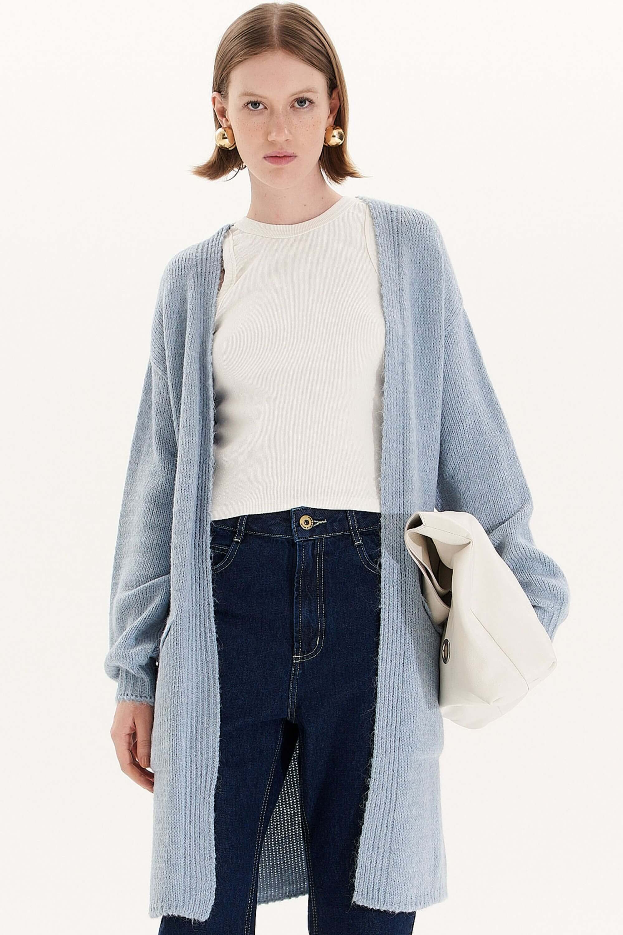 Maxi Cardigan Stella Cinza | Zazou