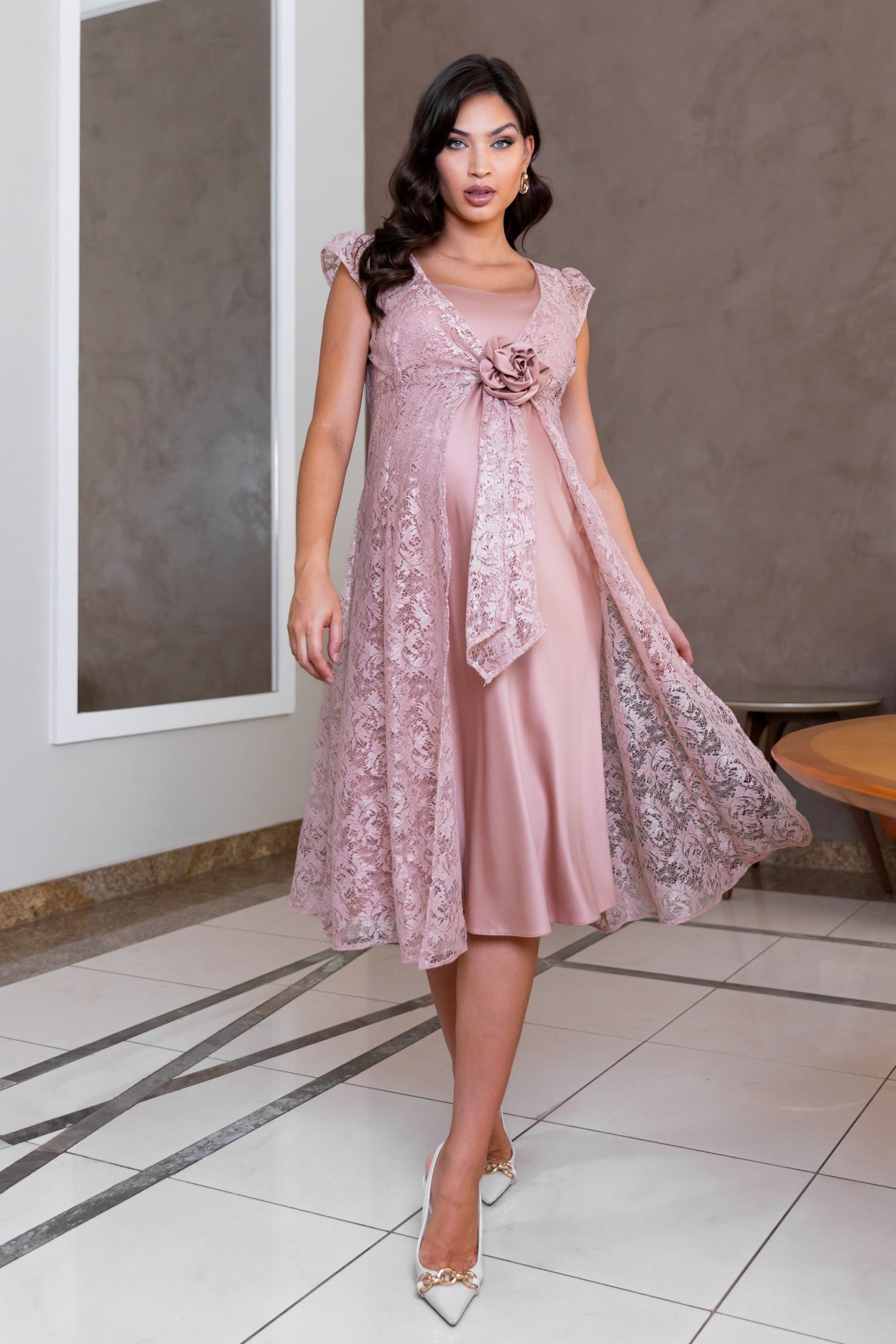 strapless open back dress Maternity Floral Print Skater Dress – InTheStyle main image 0